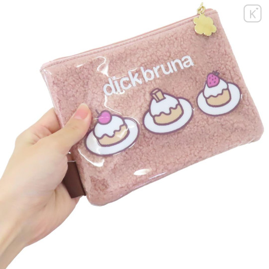 Japan Miffy Boa Face Cosmetic Pouch - Miffy : Cake Pink - 2
