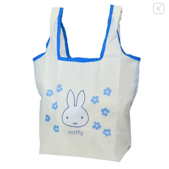 Japan Miffy Eco Shopping Bag - Miffy : Blue Flower White - 1