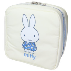 Japan Miffy Vertical Cosmetic Pouch - Miffy : Blue Flower Dress White
