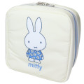 Japan Miffy Vertical Cosmetic Pouch - Miffy : Blue Flower Dress White - 1