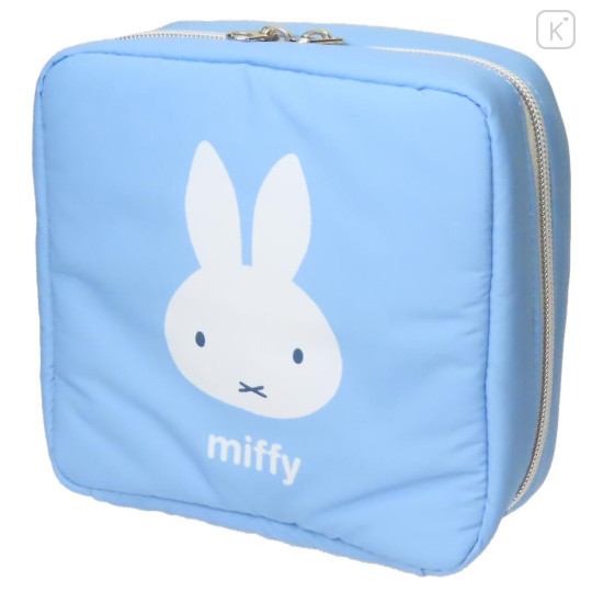 Japan Miffy Vertical Cosmetic Pouch - Miffy : Face Light Blue - 1