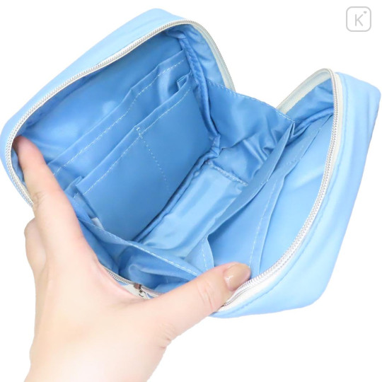 Japan Miffy Vertical Cosmetic Pouch - Miffy : Face Light Blue - 3