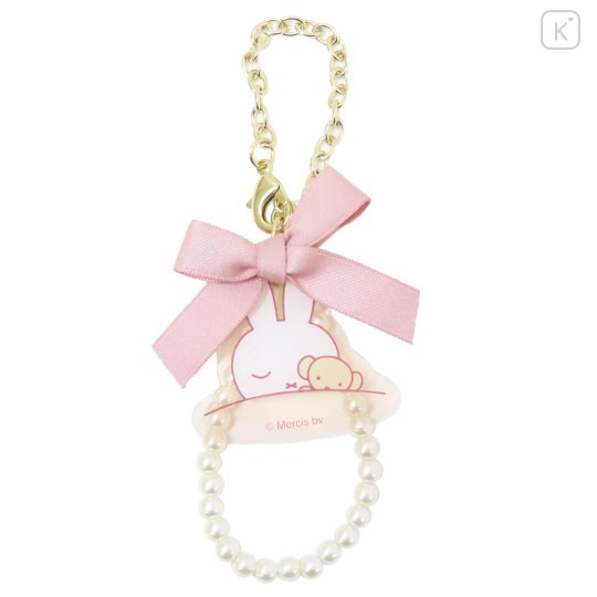 Japan Miffy Pearl Mascot Bag Charm Acrylic Keychain - Miffy : Dreamy Night Pink Ribbon - 1