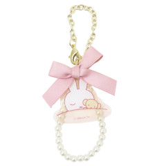 Japan Miffy Pearl Mascot Bag Charm Acrylic Keychain - Miffy : Dreamy Night Pink Ribbon