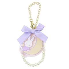 Japan Miffy Pearl Mascot Bag Charm Acrylic Keychain - Miffy : Dreamy Night Purple Ribbon