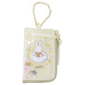 Japan Miffy Pass Case & Key Case with Reel - Miffy : Dreamy Night Beige Ribbon With Bag Charm - 1