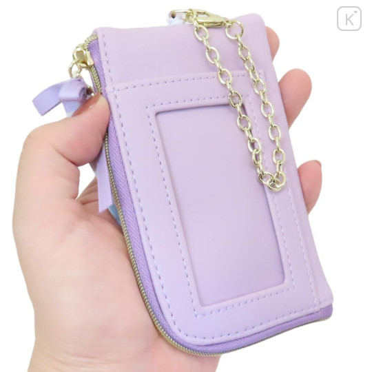 Japan Miffy Pass Case & Key Case with Reel - Miffy : Dreamy Night Purple Ribbon With Bag Charm - 2