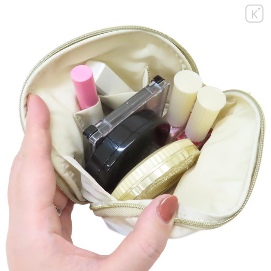 Japan Miffy Round Cosmetic Pouch - Miffy : Dreamy Night Beige Ribbon - 3