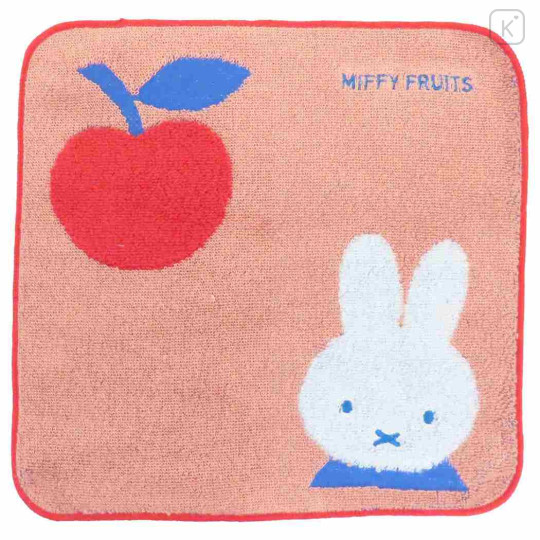 Japan Miffy Mini Towel Jacquard Handkerchief - Miffy : Fruits Apple Light Orange Red - 1