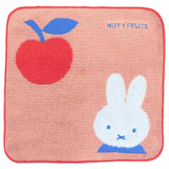 Japan Miffy Mini Towel Jacquard Handkerchief - Miffy : Fruit Apple Light Orange Red