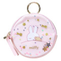 Japan Miffy Mini Pouch with Carabiner - Miffy : Dreamy Night Pink Ribbon - 1