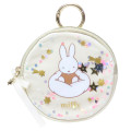 Japan Miffy Mini Pouch with Carabiner - Miffy : Dreamy Night Beige Ribbon - 1