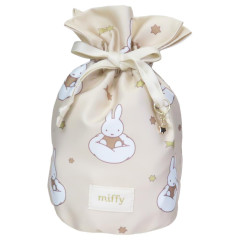 Japan Miffy Drawstring Bag - Miffy : Dreamy Night Beige Ribbon