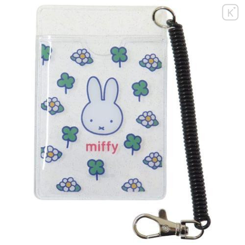 Japan Miffy Pass Case Card Holder with Coil - Miffy : Clover Pop Flower - 1