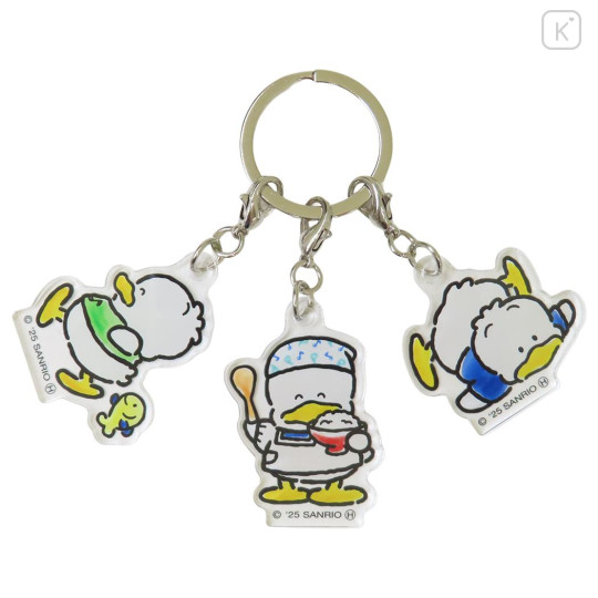 Japan Sanrio Acrylic Keychain 3 Charm - Pekkle : 35th Anniversary Rice - 1