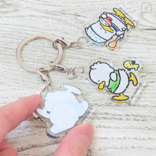 Japan Sanrio Acrylic Keychain 3 Charm - Pekkle : 35th Anniversary Rice - 2