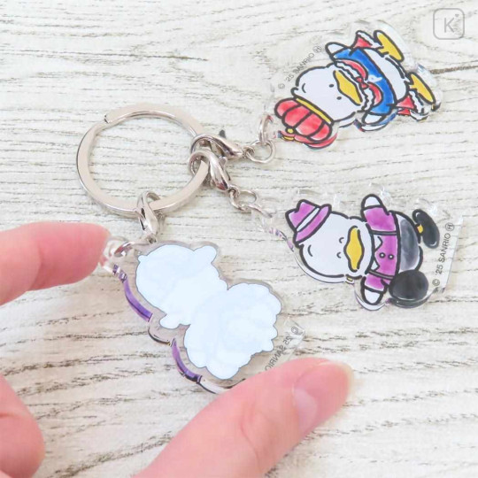Japan Sanrio Acrylic Keychain 3 Charm - Pekkle : 35th Anniversary Crown - 2