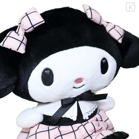 Japan Sanrio Plush Toy (S) - My Melody : Black Pink Grid Dress - 3