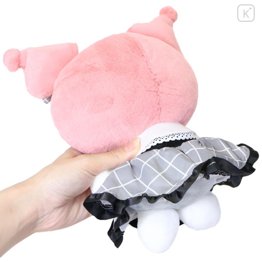 Japan Sanrio Plush Toy (S) - Kuromi : Pink Grey Grid Dress - 2