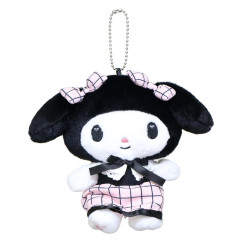 Japan Sanrio Mascot Holder - My Melody : Black Pink Grid Dress