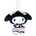 Japan Sanrio Mascot Holder - My Melody : Black Pink Grid Dress - 1