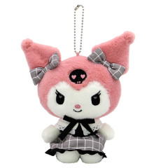 Japan Sanrio Mascot Holder - Kuromi : Pink Grey Grid Dress