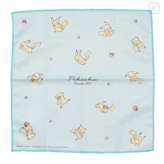 Japan Pokemon Bento Lunch Cloth - Pikachu : number 025 Light Blue - 1