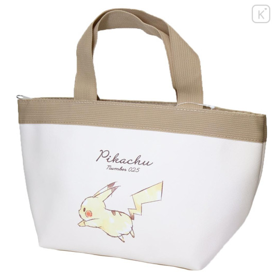 Japan Pokemon Tote Bag with Insulated Pouch - Pikachu : number 025 Light Brown - 1