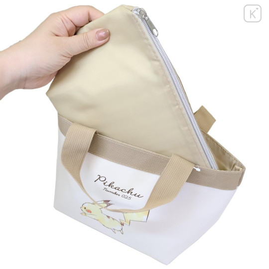 Japan Pokemon Tote Bag with Insulated Pouch - Pikachu : number 025 Light Brown - 3