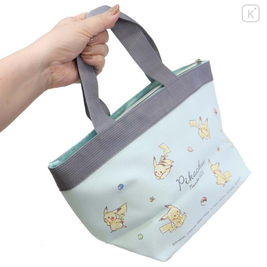 Japan Pokemon Tote Bag with Insulated Pouch - Pikachu : number 025 Light Turquoise - 2