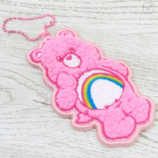 Japan Care Bears Embroidered Patch Mascot Bag Charm Keychain - Cheer Bear - 3