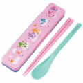 Japan Care Bears Chopsticks 18cm & Spoon with Case - Pink Purple Mint - 1
