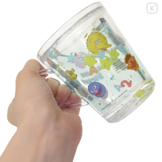 Japan Sesame Street Glitter Snow Globe Plastic Cup - Happy Face - 2
