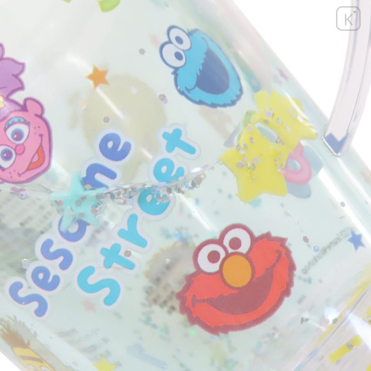 Japan Sesame Street Glitter Snow Globe Plastic Cup - Happy Face - 3