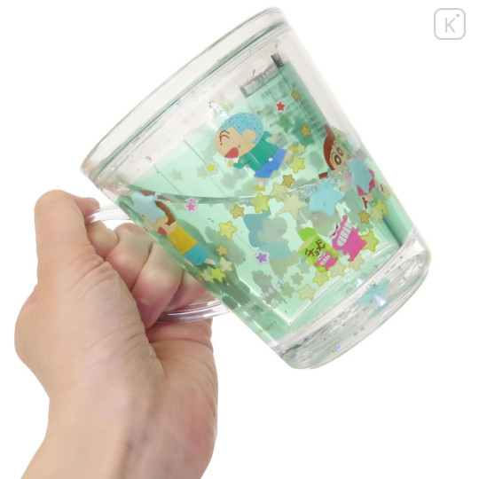 Japan Crayon Shin-chan Glitter Snow Globe Plastic Cup - Shinnosuke Nohara : Friends Green - 2