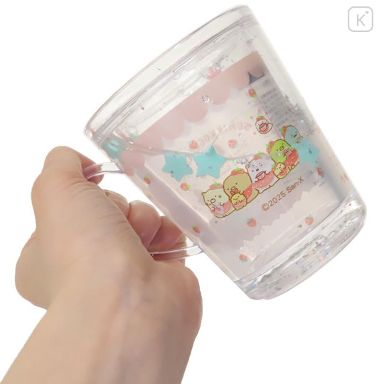 Japan San-X Glitter Snow Globe Plastic Cup - Sumikko Gurashi : Strawberry - 2