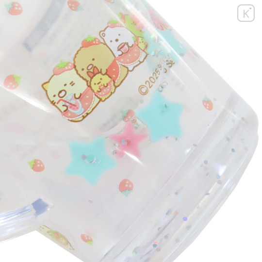 Japan San-X Glitter Snow Globe Plastic Cup - Sumikko Gurashi : Strawberry - 3