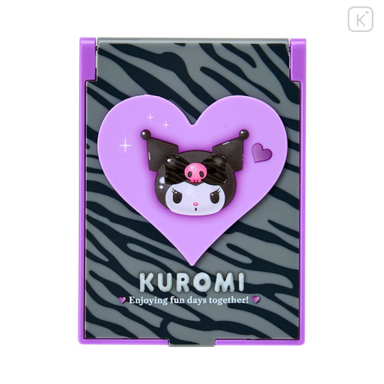 Japan Sanrio Original Folding Mirror - Kuromi : Monotone Animal - 1