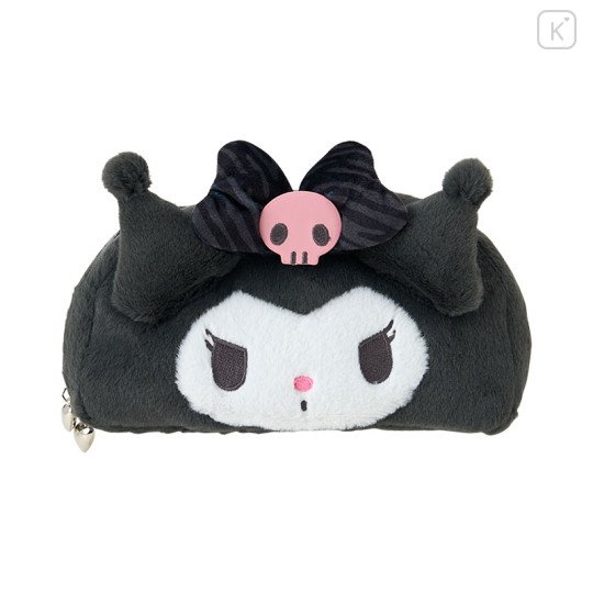 Japan Sanrio Original Fluffy Plush Pen Case - Kuromi : Monotone Animal - 1