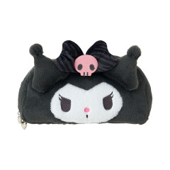 Japan Sanrio Original Fluffy Plush Pen Case - Kuromi : Monotone Animal