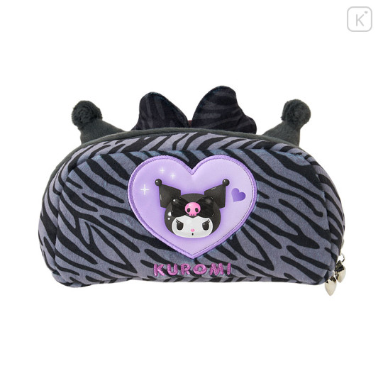 Japan Sanrio Original Fluffy Plush Pen Case - Kuromi : Monotone Animal - 2