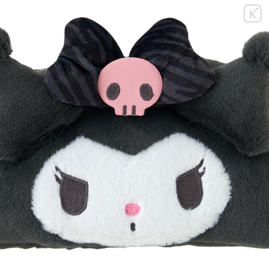 Japan Sanrio Original Fluffy Plush Pen Case - Kuromi : Monotone Animal - 4
