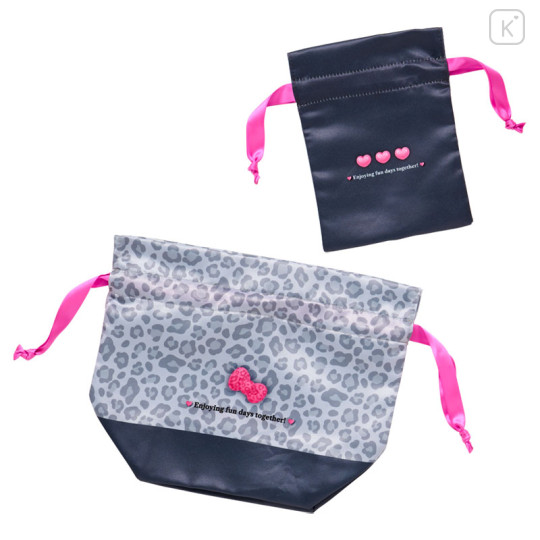 Japan Sanrio Original Drawstring Pouch Set - Hello Kitty : Monotone Animal - 2