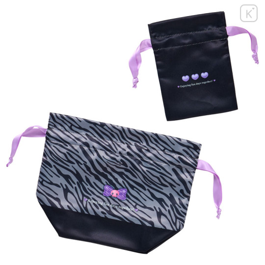 Japan Sanrio Original Drawstring Pouch Set - Kuromi : Monotone Animal - 2