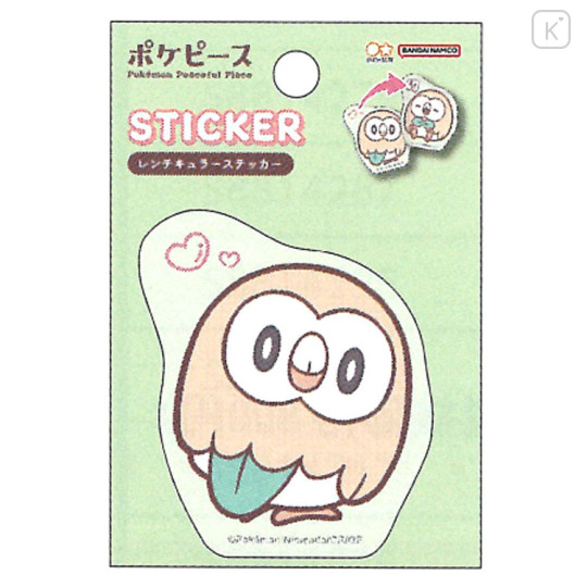 Japan Pokemon Lenticular Sticker - Rowlet : Pokepeace - 2