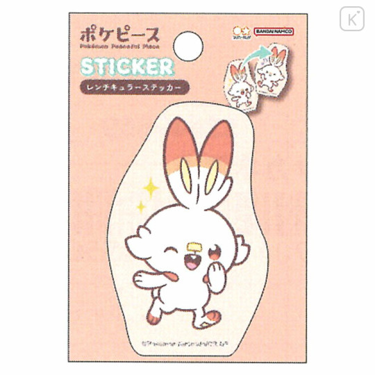 Japan Pokemon Lenticular Sticker - Scorbunny : Pokepeace - 2