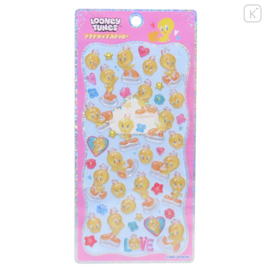 Japan Looney Tunes Petit Drop Seal 3D Sticker - Tweety : Pink - 1