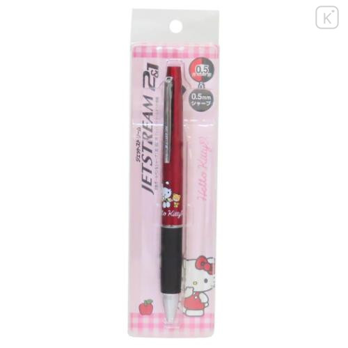 Japan Sanrio Jetstream 2&1 Multi Ballpoint Pen + Mechanical Pencil - Hello Kitty : Metallic Red - 5