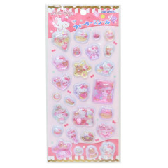 Japan Sanrio Water Puffy Sticker - Hello Kitty & Tiny Chum : Dessert Glitter