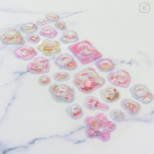 Japan Sanrio Water Puffy Sticker - Hello Kitty & Tiny Chum : Dessert Glitter - 2